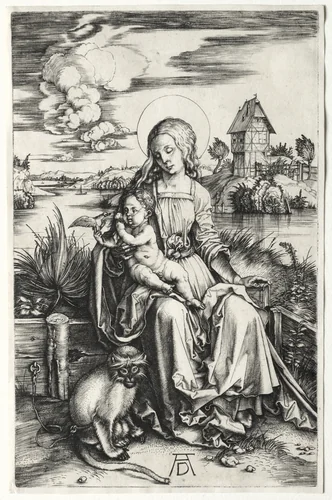 The Virgin and Child with a Monkey by Albrecht Dürer, print, 1493-1503