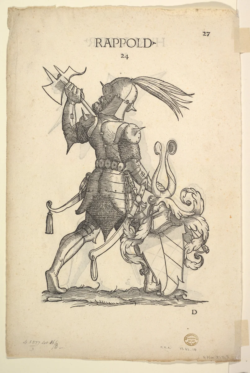 Hurlacher (recto) and Rappold (verso) Families, from "Bericht und anzeigen aller Herren Geschlecht der loblichen Statt Augspurg" by Christoph Weiditz, print, 1538-1550