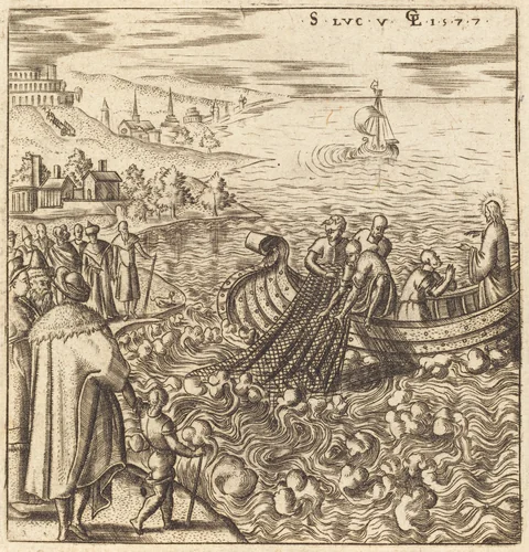 The Miraculous Draught of Fishes by Léonard Gaultier, print, 1577