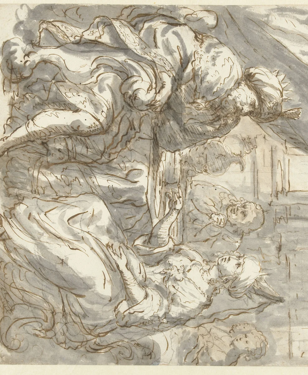 Gastmaal van Ester by Zacharias Blijhooft, drawing, 1666