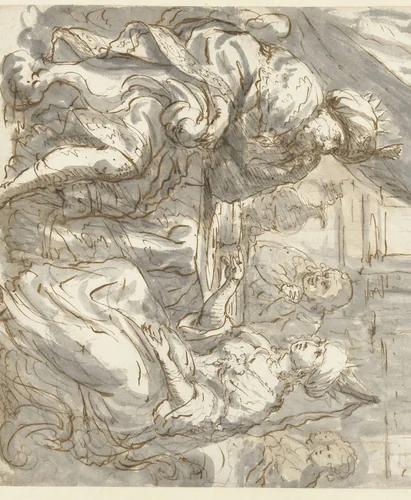 Gastmaal van Ester by Zacharias Blijhooft, drawing, 1666