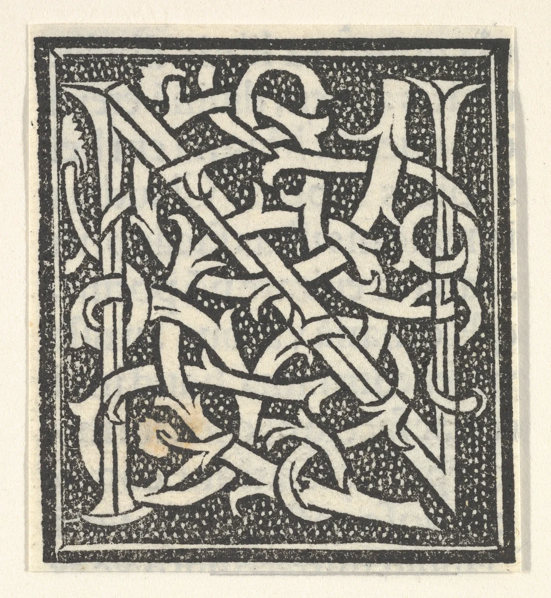 Initial letter N on patterned background by anonymous, print, 1520
