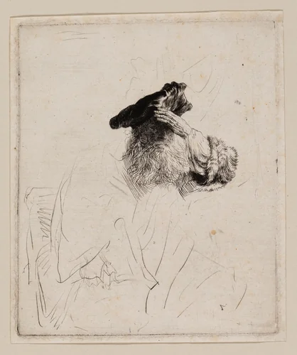 Old Man Shading His Eyes with His Hand by Rembrandt van Rijn, print, 1634-1644