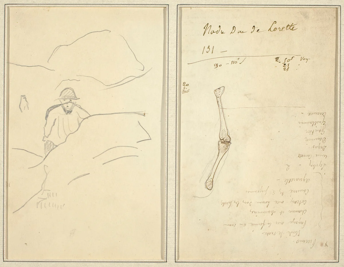 Breton Boy in a Landscape; Study of an Arm [verso] by Paul Gauguin, drawing, 1884-1888