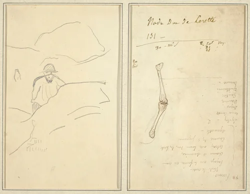 Breton Boy in a Landscape; Study of an Arm [verso] by Paul Gauguin, drawing, 1884-1888