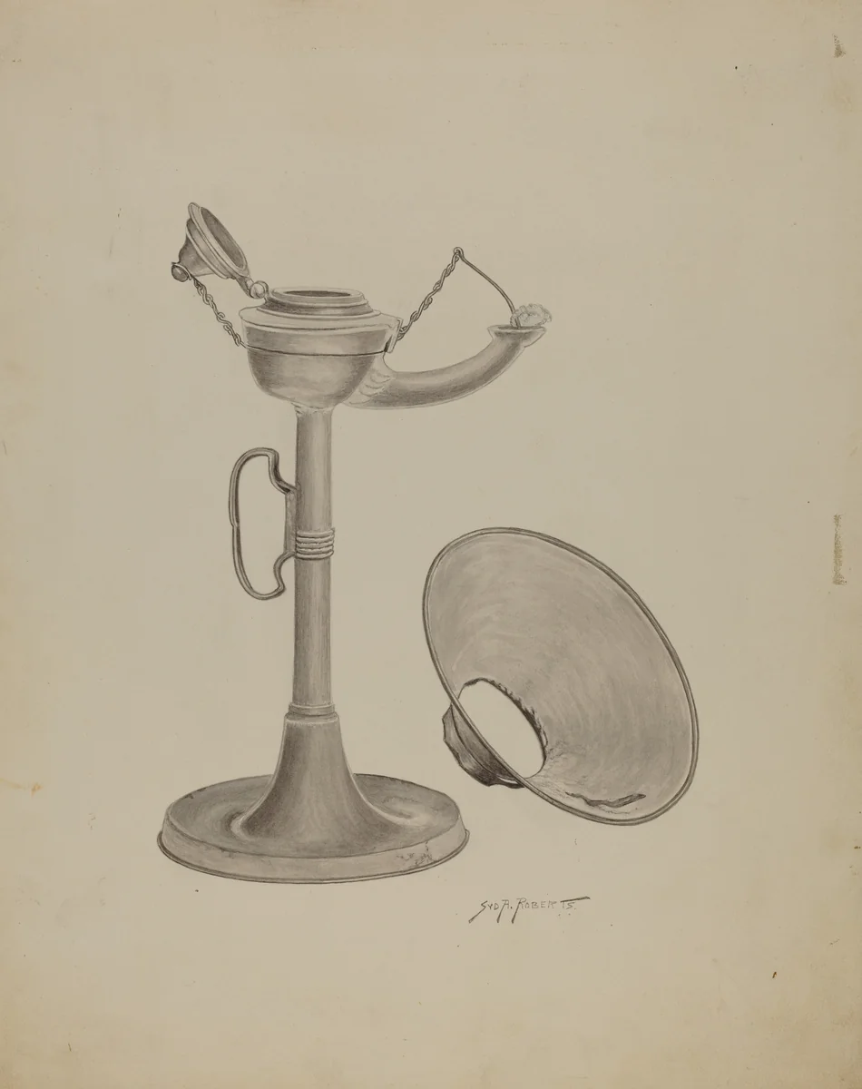 Pewter Lamp by Sydney Roberts, index of american design, 1941