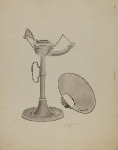 Pewter Lamp by Sydney Roberts, index of american design, 1941
