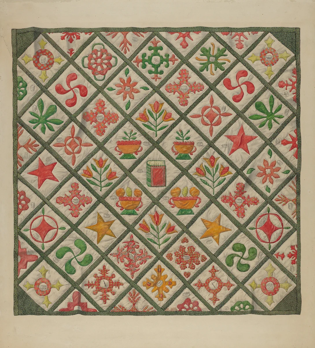 Quilt by American 20th Century, index of american design, 1935-1942