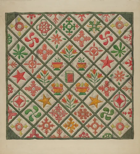 Quilt by American 20th Century, index of american design, 1935-1942