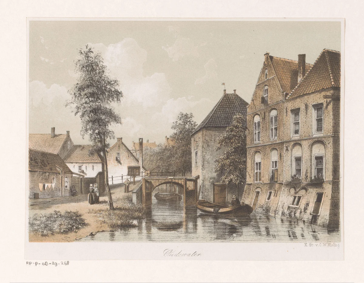 Gezicht op Oudewater by anonymous, print, 1863