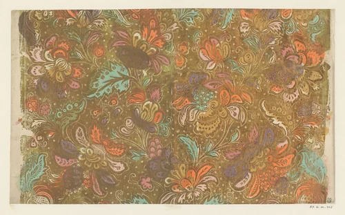 Blad met bloemen, bladeren en vruchten by anonymous, other, 1700-1800