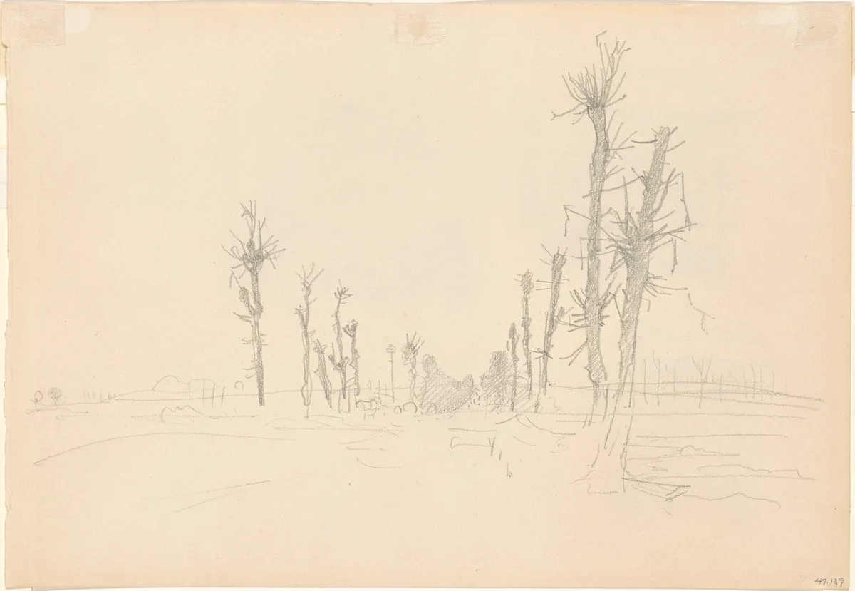 Devastated Landscape [verso] by John Singer Sargent, drawing, 1918