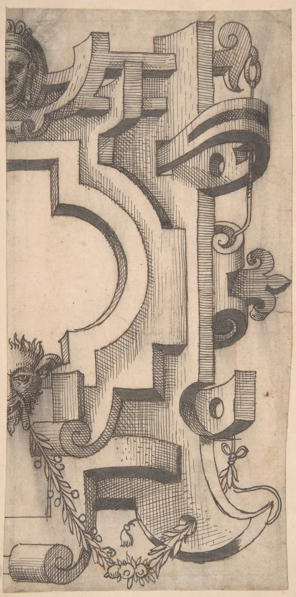 Right Half of a Strapwork Cartouche by anonymous, drawing, 1500-1600