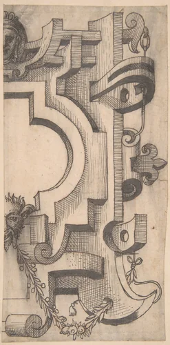 Right Half of a Strapwork Cartouche by anonymous, drawing, 1500-1600