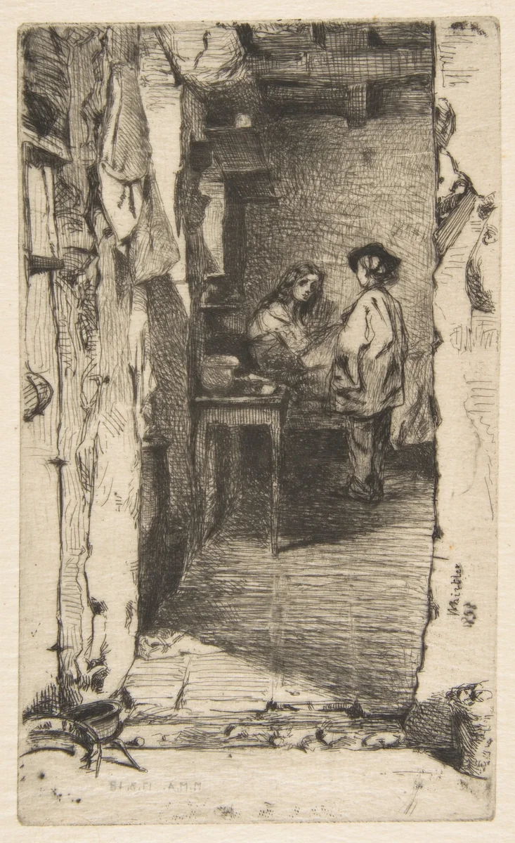 The Rag Gatherers (Rag Pickers, Quartier Mouffetard, Paris) by James McNeill Whistler, print, 1858