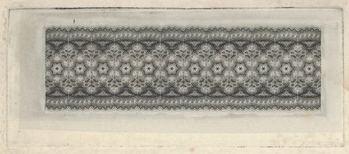 Banknote motif: band of lace-like lathe work ornament by Cyrus Durand, print, 1819-1847