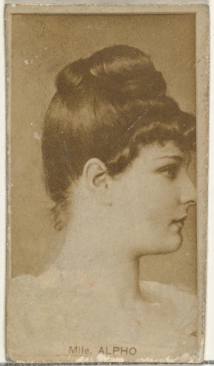 Mlle. Alpho, from the Actors and Actresses series (N145-8) issued by Duke Sons & Co. to promote Duke Cigarettes by W. Duke, Sons & Co., photograph, 1890-1895