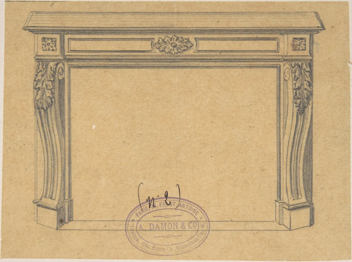 Design for a Mantelpiece by A. Damon et Cie., drawing, 1895-1905