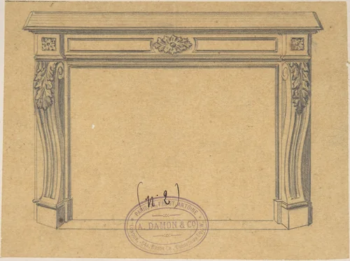 Design for a Mantelpiece by A. Damon et Cie., drawing, 1895-1905