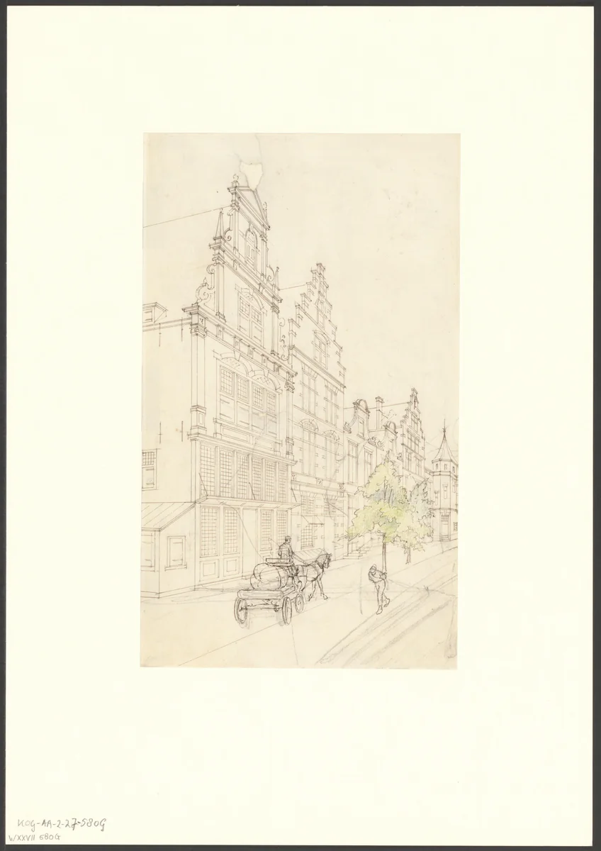 Gezicht op Oud-Holland tijdens de Wereldtentoonstelling voor het Hotel- en Reiswezen in 1895 by Evert Breman, drawing, 1894-1895