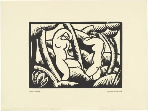 Nude IX (Akt IX) (plate, preceding p. 65) from the periodical Das Kunstblatt, vol. 2, no. 3 (Mar 1918) by Georg Schrimpf, print, 1918