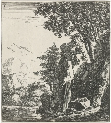 Beek tussen de rotsen by Herman Naiwincx, print, 1633-1670