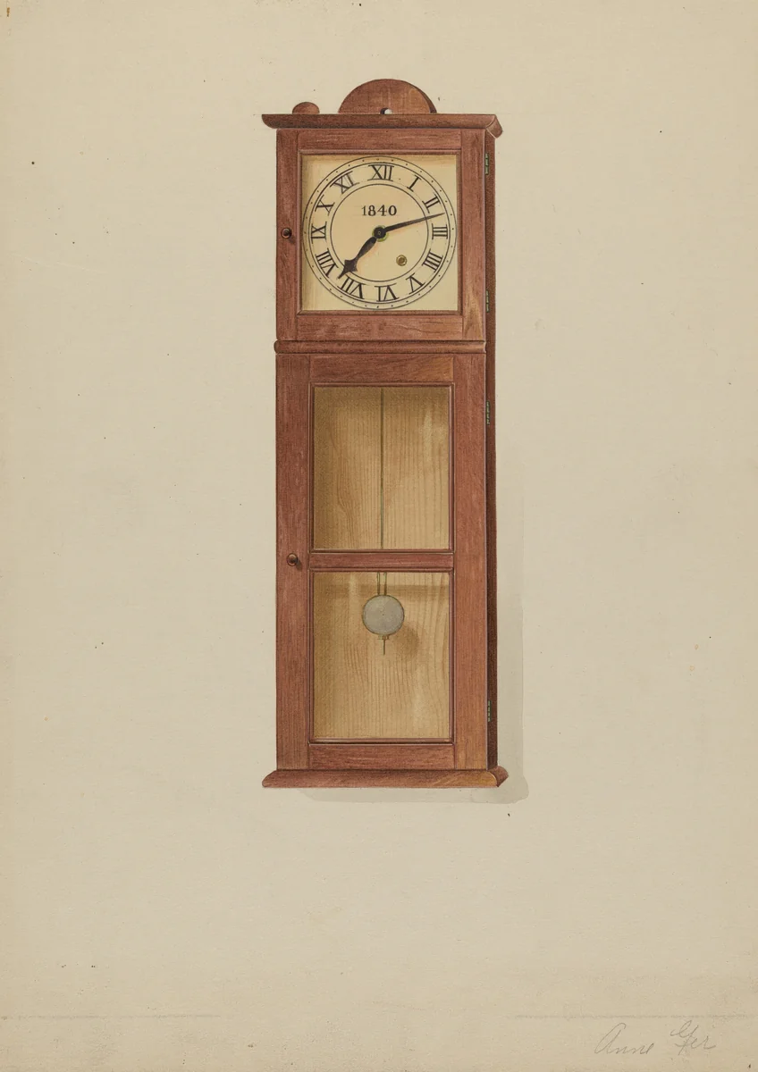 Shaker Wall Clock by Anne Ger, index of american design, 1936