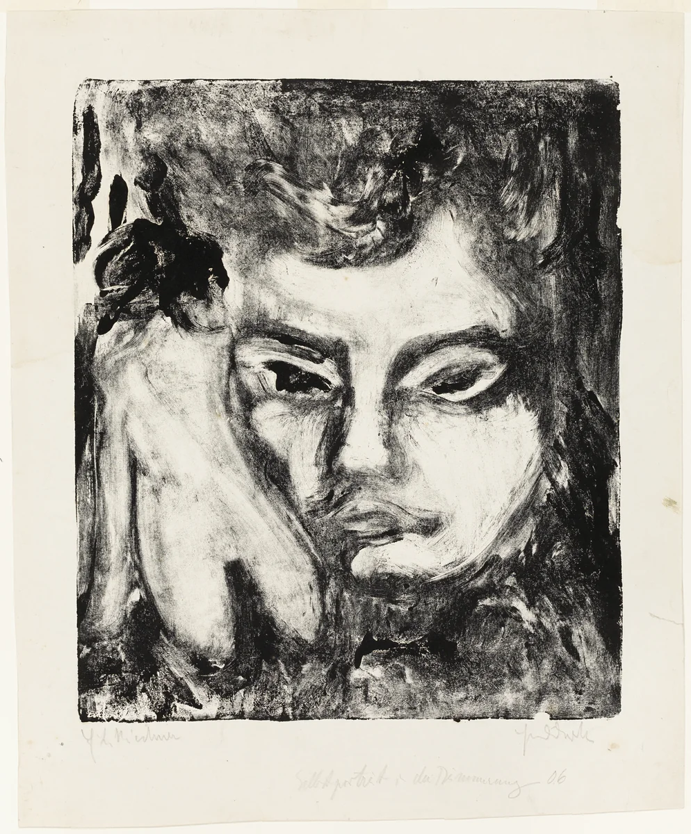 Man's Head with Nude by Ernst Ludwig Kirchner, print, 1906