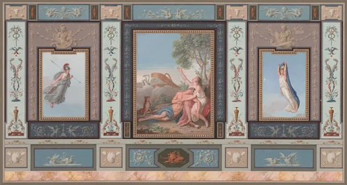 Elaborate Wall Decorations with Venus and Adonis by Tommaso Bigatti, drawing, 1795-1805