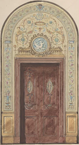 Designs for Arched Doorway by Charles Monblond, drawing, 1800-1899