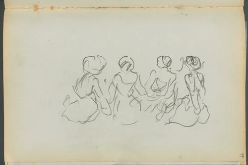 Sketchbook- The Granite Shore Hotel, Rockport, page 099: Seated Female Figures by Maurice Prendergast, book, 1905-1910