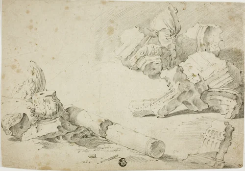 Architectural Fragments by Unknown Artist, drawing, 1600-1699