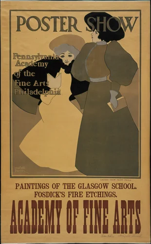 Poster Show, Pennsylvania Academy of the Fine Arts Philadelphia by Maxfield Parrish, design, 1896