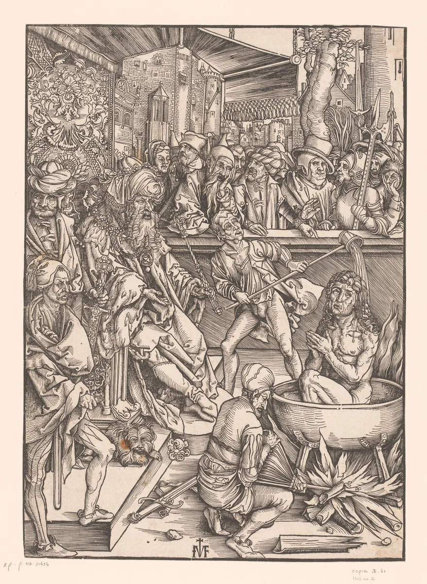 Martelaarschap van Johannes de Evangelist by Unknown, print, 1502