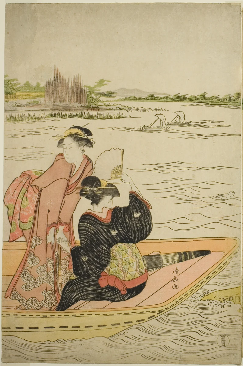 A Ferry on the Sumida River by Torii Kiyonaga (鳥居清長), print, 1782-1792