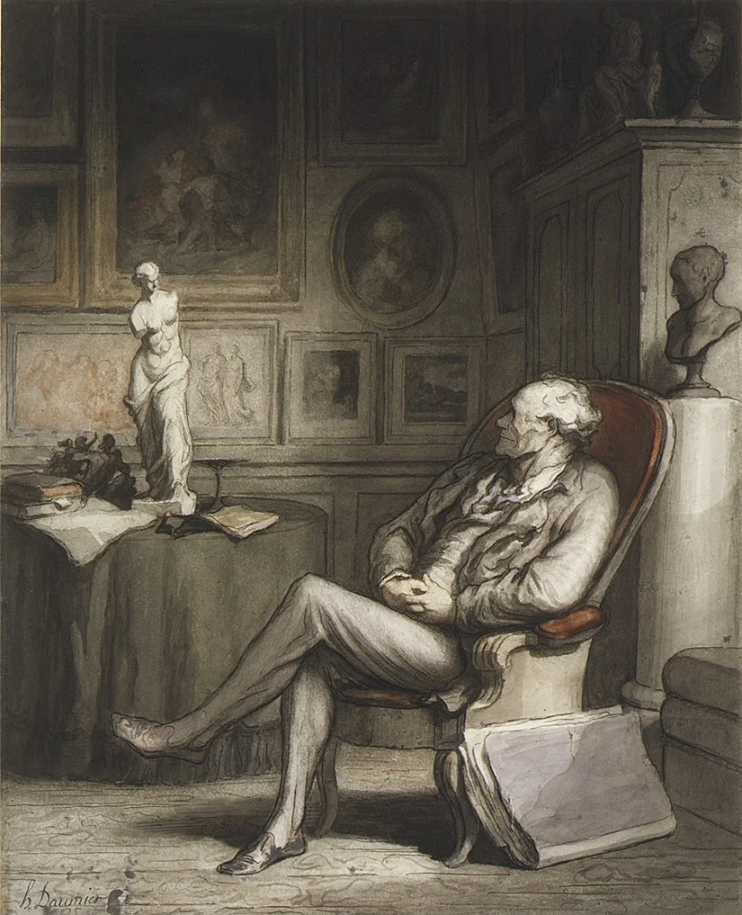 The Connoisseur by Honoré Daumier, drawing, 1855-1870