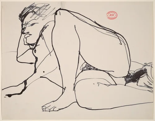 untitled [female nude lying on right side] by Richard Diebenkorn, drawing, 1955-1967