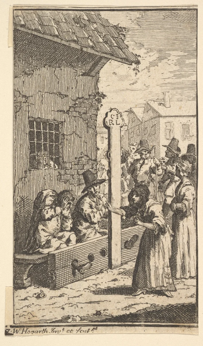 Hudibras in Tribulation (Seventeen Small Illustrations for Samuel Butler's Hudibras, no. 7) by William Hogarth, print, 1721-1726