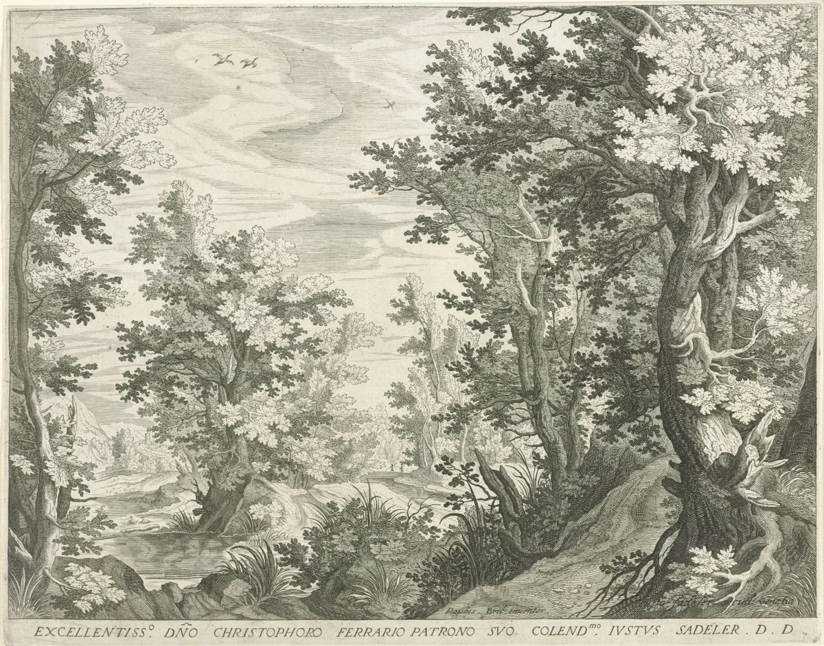 Boslandschap by Unknown, print, 1580-1620