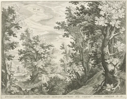 Boslandschap by Unknown, print, 1580-1620