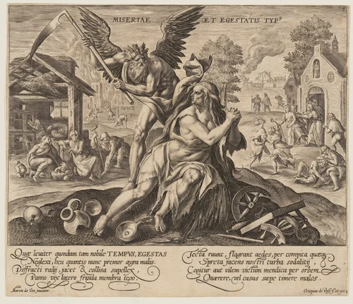 Miseriae est Egestatis Typus, from Time with Virtues and Vices by Crispijn van de Passe I, print, 1600