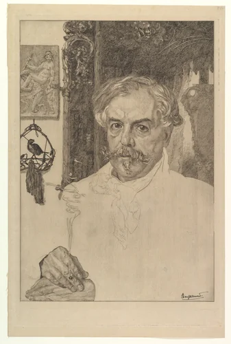 Portrait of Edmond de Goncourt by Félix Bracquemond, print, 1881