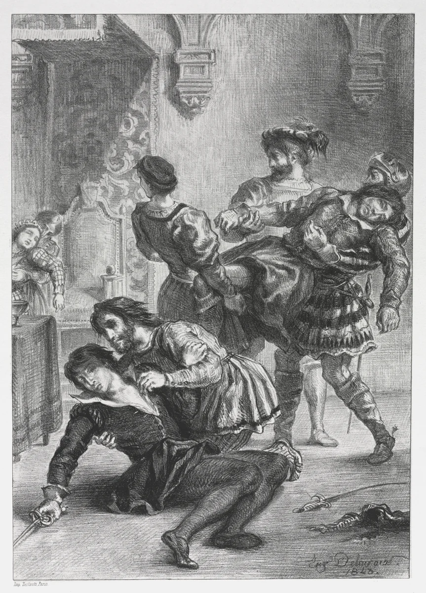Hamlet: The Death of Hamlet by Eugène Delacroix, print, 1843