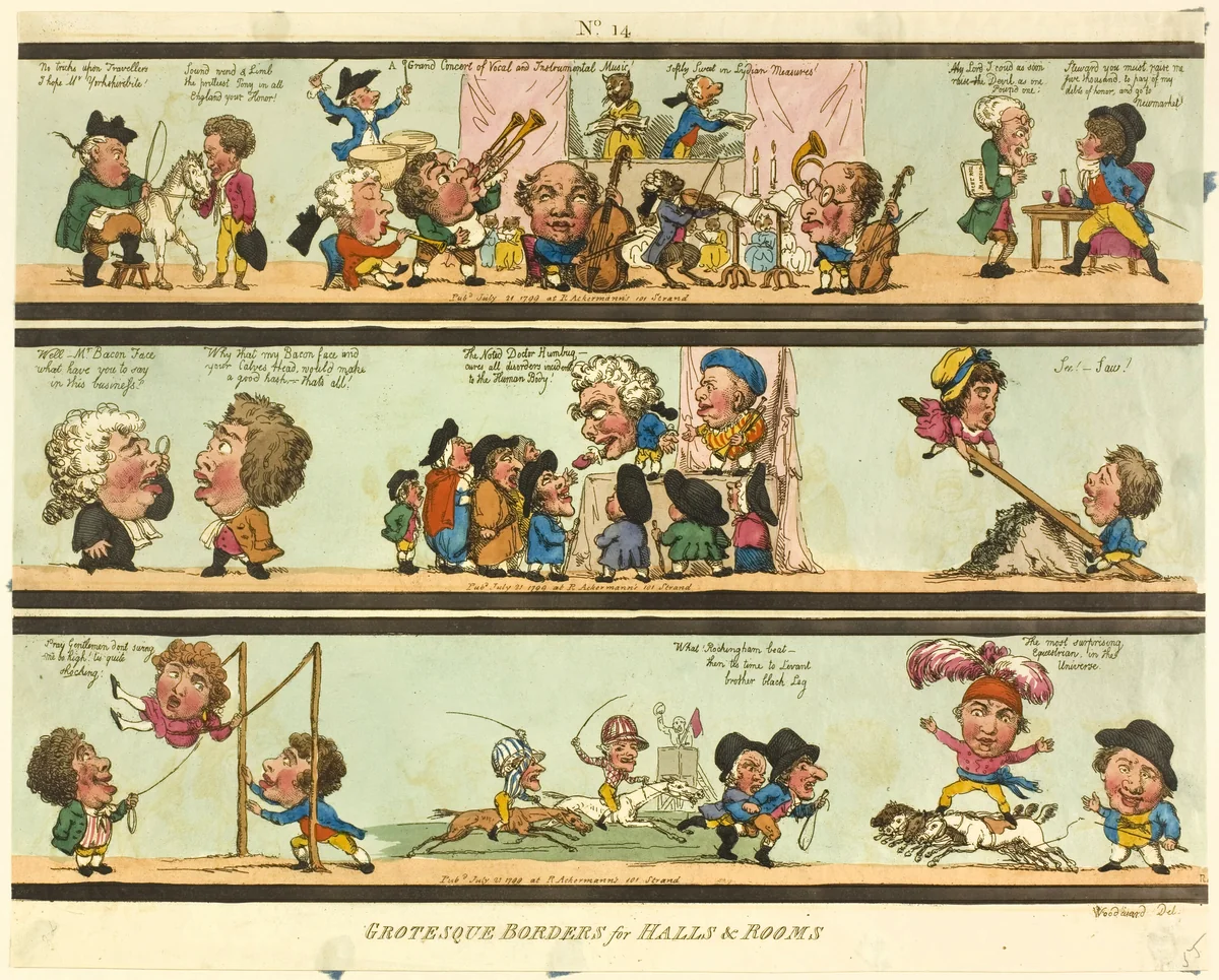 Grotesque Borders for Halls & Rooms by Thomas Rowlandson, print, 1799