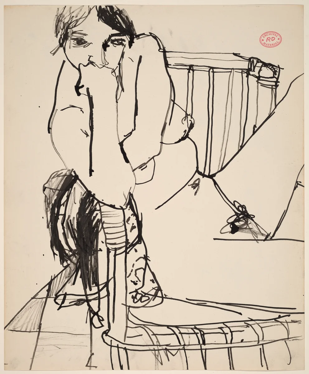 Untitled [nude seated sideways in an armchair] by Richard Diebenkorn, drawing, 1955-1967