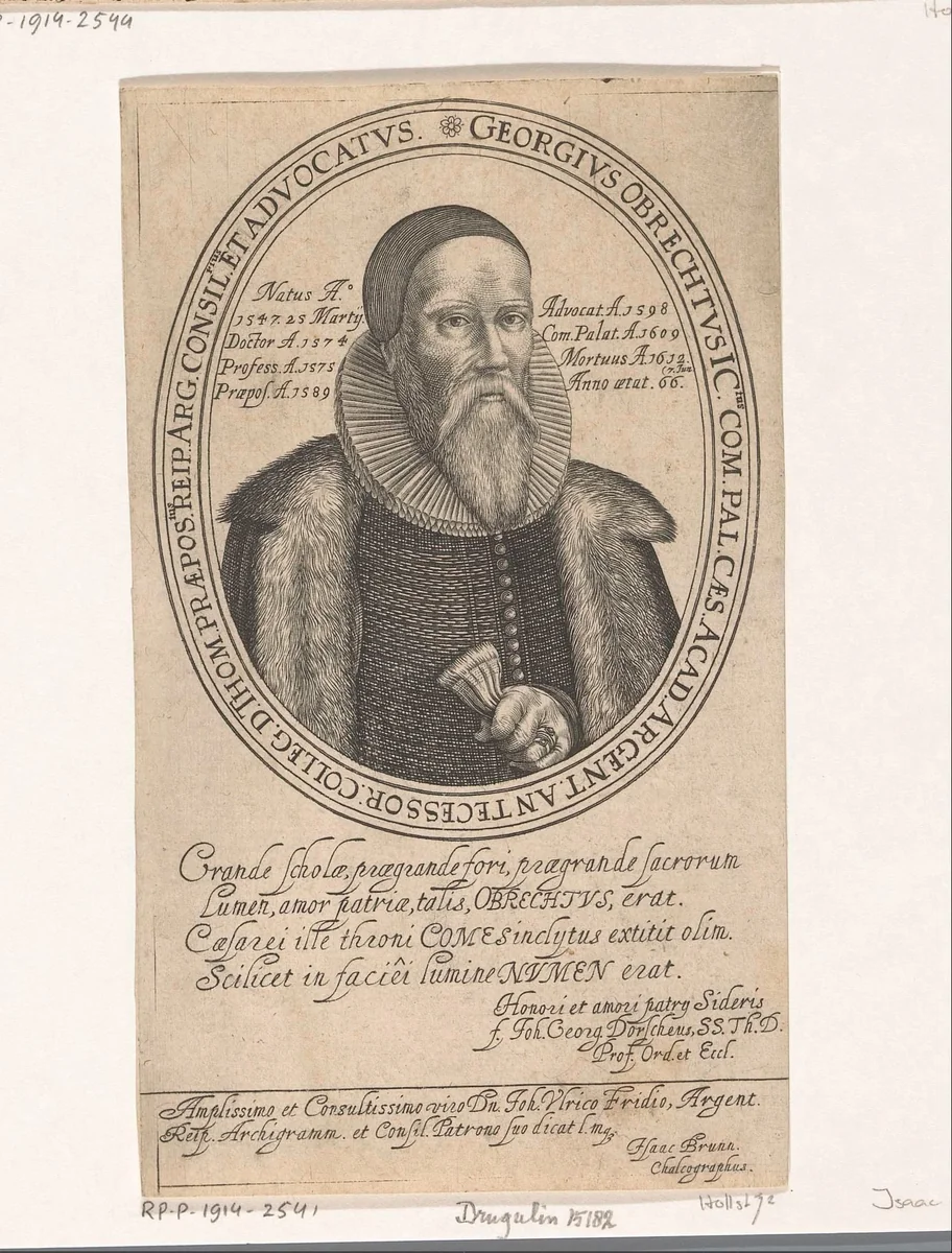 Portret van Georg von Obrecht by Isaac Brun, print, 1627-1657