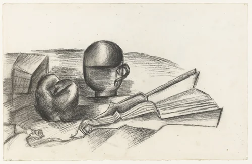 Still Life with Fan by Pablo Picasso, drawing, 1910
