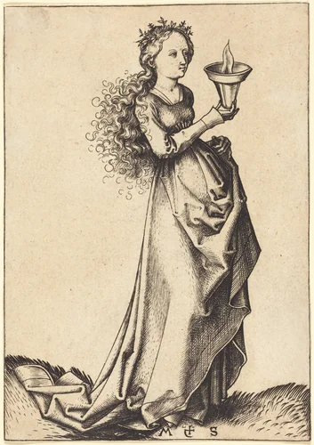 First Wise Virgin by Martin Schongauer, print, 1490