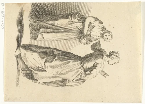 Twee vrouwen by Frederick Bloemaert, print, 1650-1700