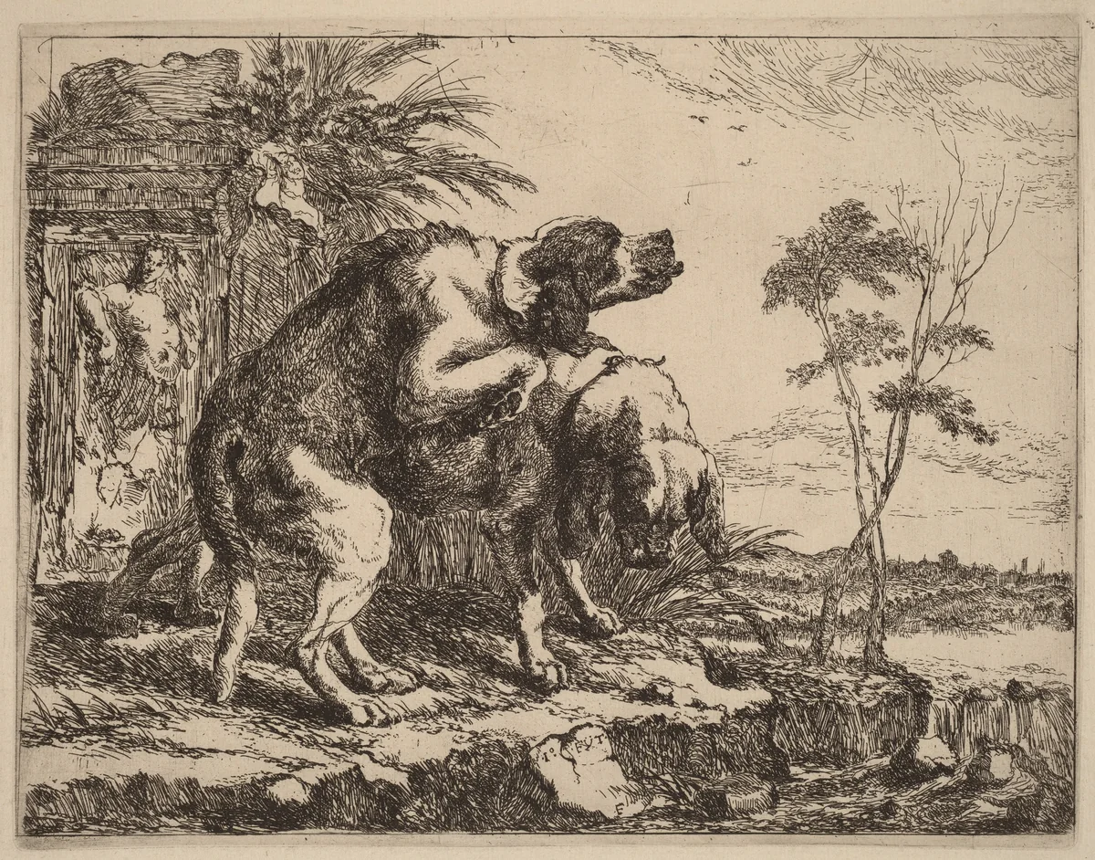 Two Dogs Copulating by Jan Fyt, print, 1642